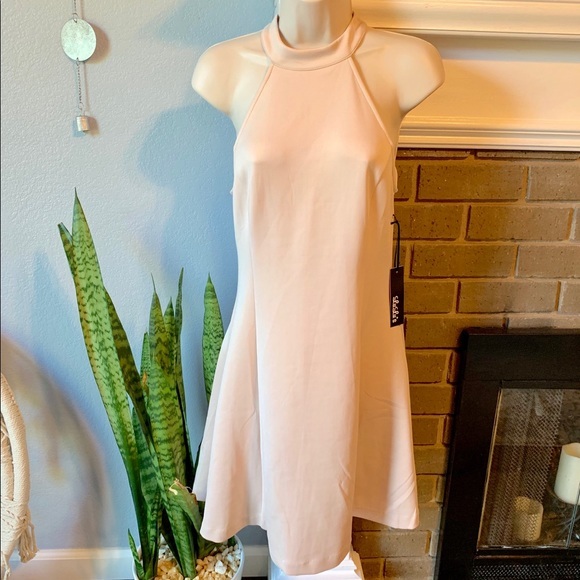 NWT Lulus Devoted to You Beige Halter dress - Picture 2 of 13
